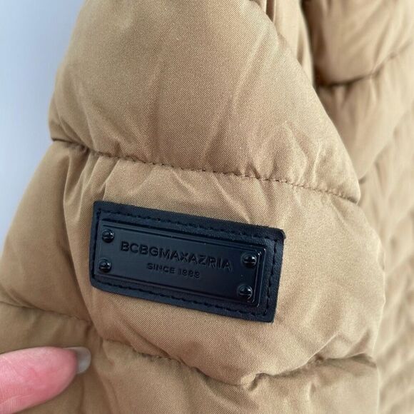 BCBGMaxAzria Womens Feather Free Eco-Friendly Fill Puffer Jacket Camel Tan Mediu - Picture 5 of 11